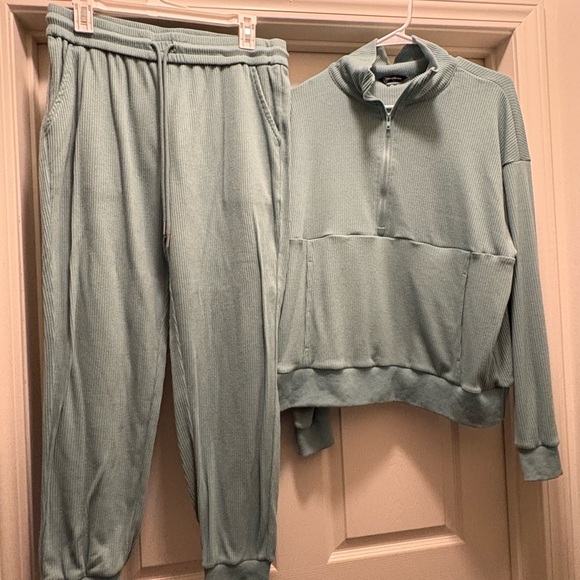 Mint Green Ribbed Tracksuit Set - Picture 1 of 1